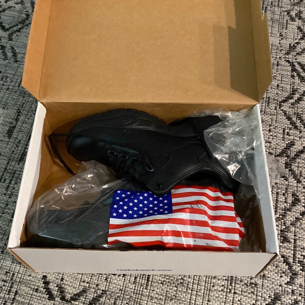 Reebok All Black Leather Postal Black Non Slip Work Shoes